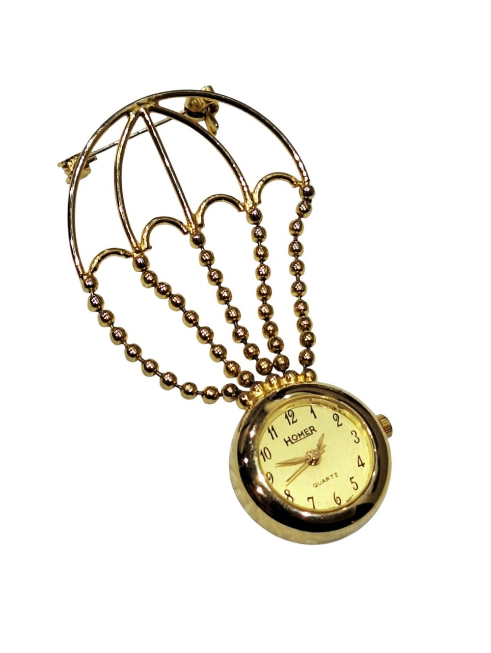 Women's Vintage Gold Toned Pin Timepiece Hot Air Balloon Watch